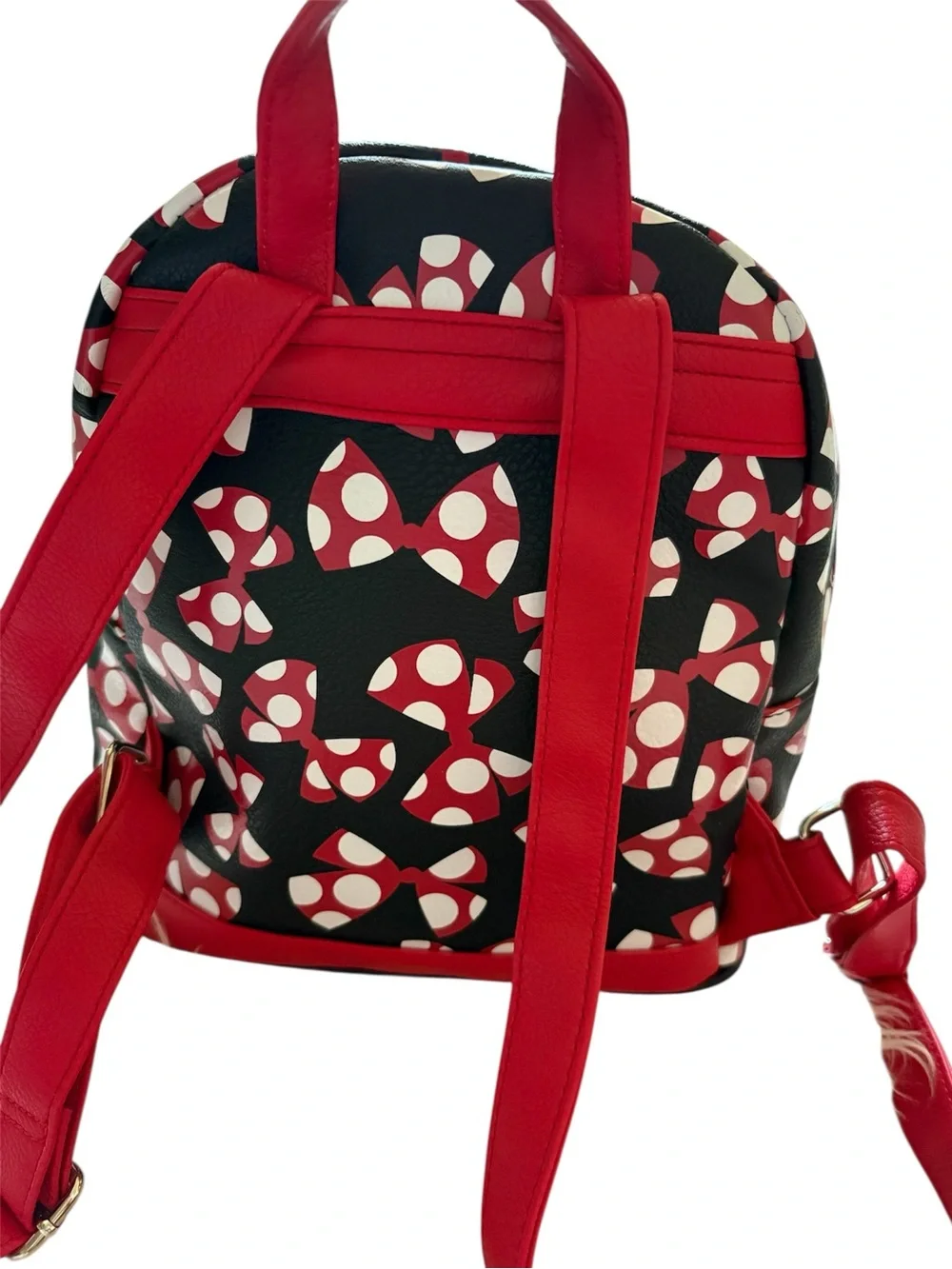 Disney Parks Minnie Mouse BOWS Mini Backpack Polka Dot Bag Handbag World EUC